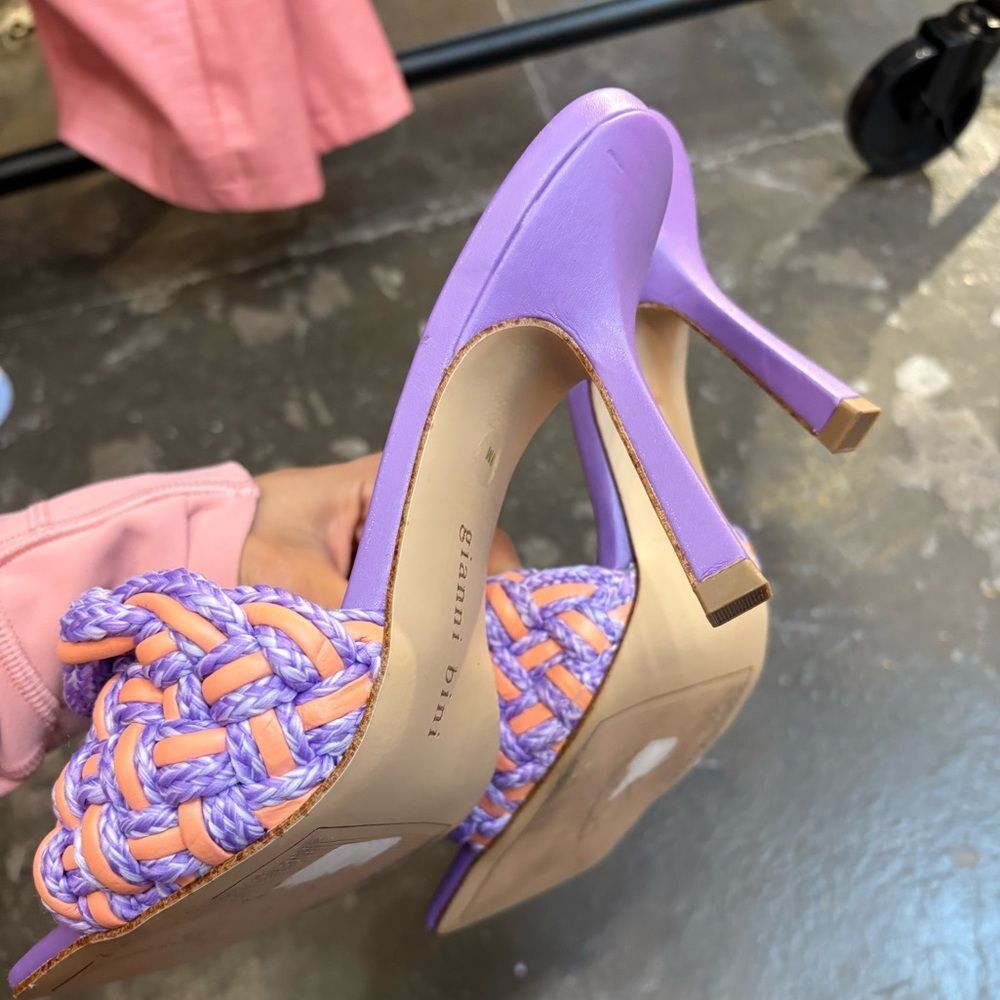 Gianni Bini Purple and Orange Braided Slide Heels - Picture 5 of 5